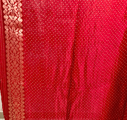 Red Modal Silk Gharchola Saree
