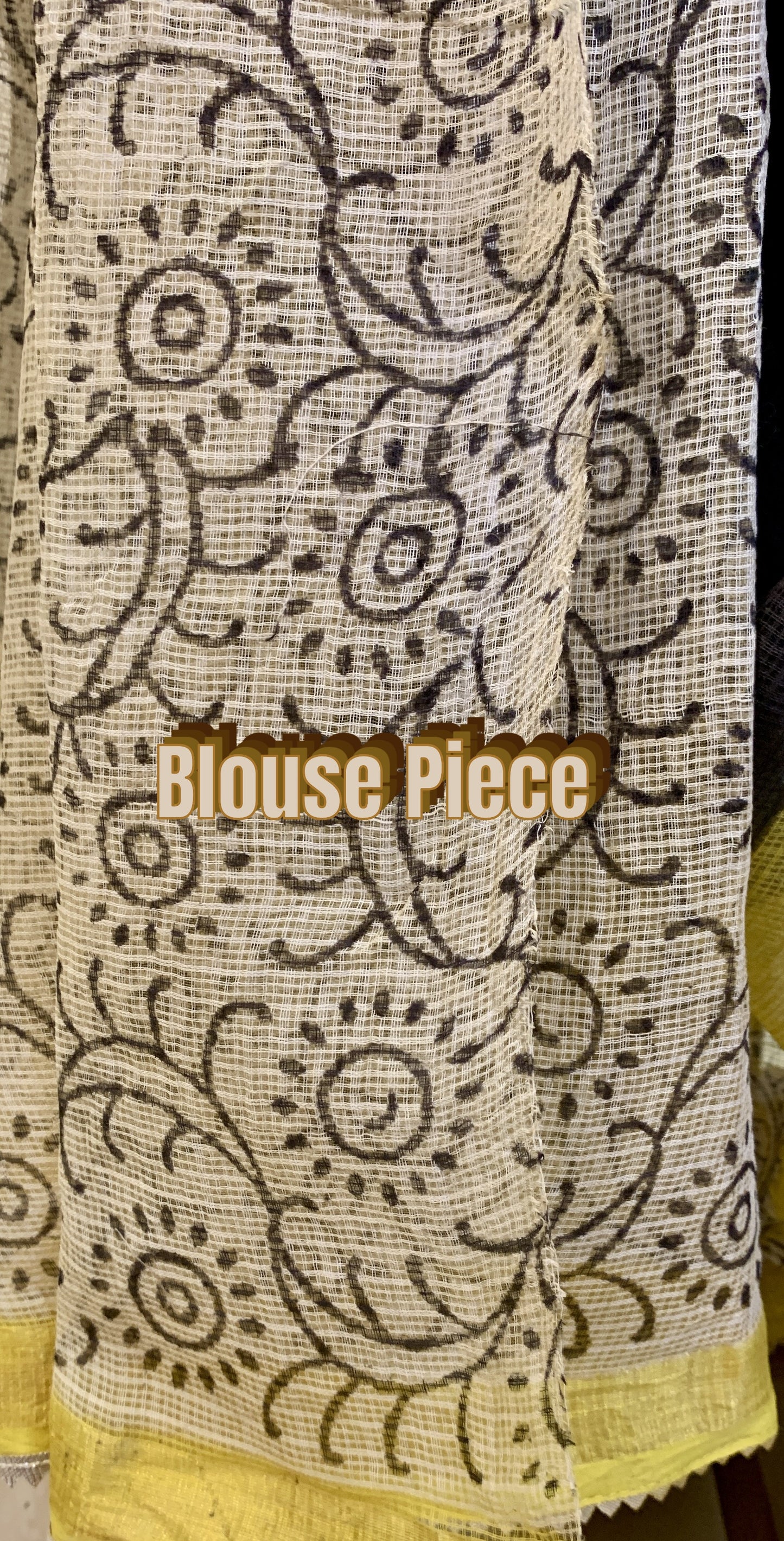 Bagru Printed Black and Yellow Colour Cotton Kota