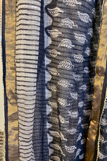 Salt and Pepper Striped Bagru Cotton Kota