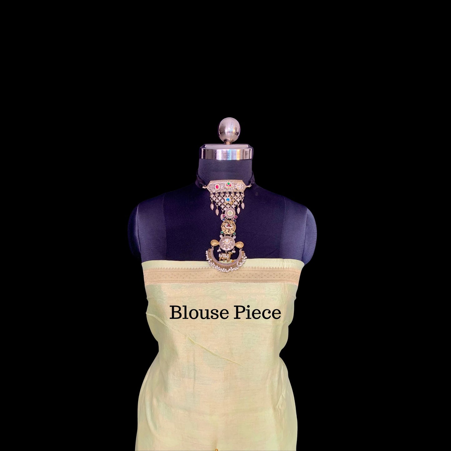 Light Blue Cotton Chanderi Rangkat Banarasi Saree