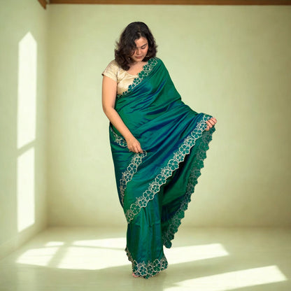 Green Designer Katan Silk Saree