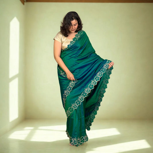 Green Designer Katan Silk Saree