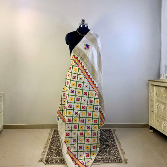 Ketia Tussar Silk Saree –  Hand Embroidered