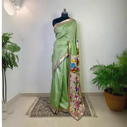 Mint Green Katan Silk Saree