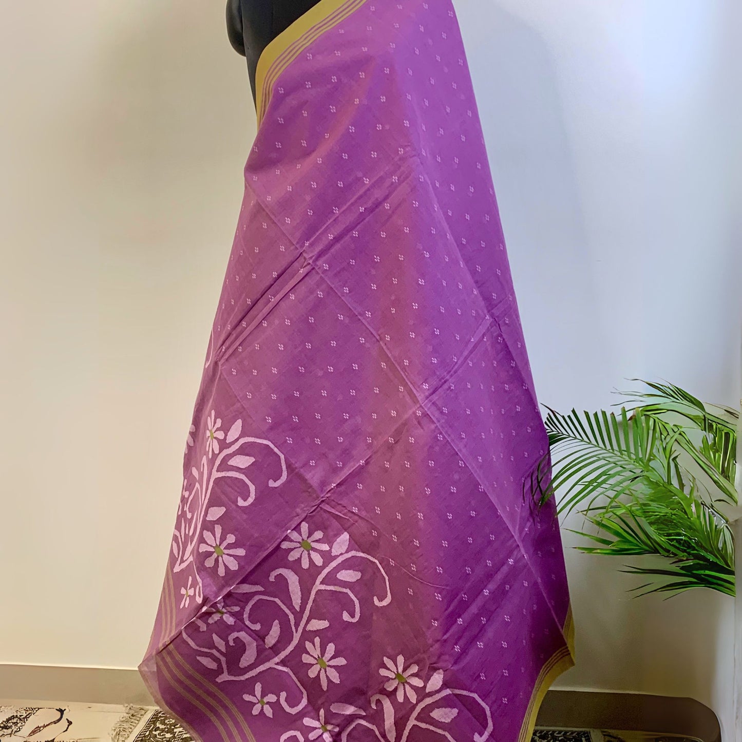 Mauve Cotton  Dhakai Jamdani Saree