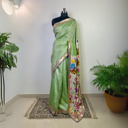 Mint Green Katan Silk Saree
