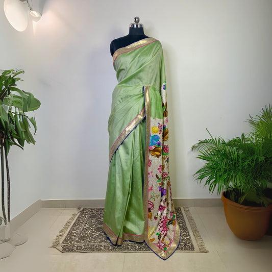 Mint Green Katan Silk Saree