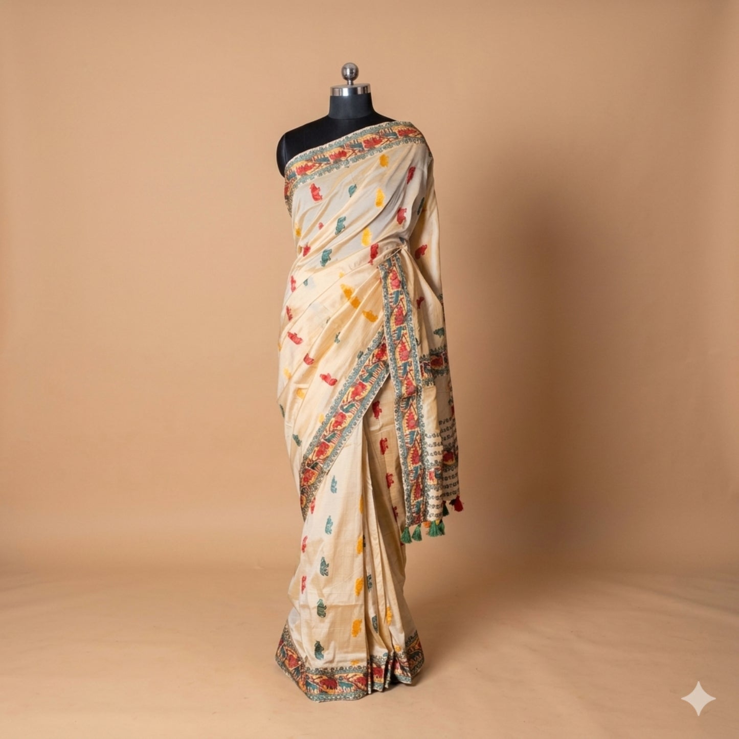 Red & Green Art Silk Saree