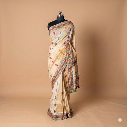 Red & Green Art Silk Saree