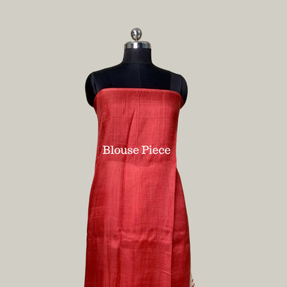 Off White Red Striped Khadi Silk Saree