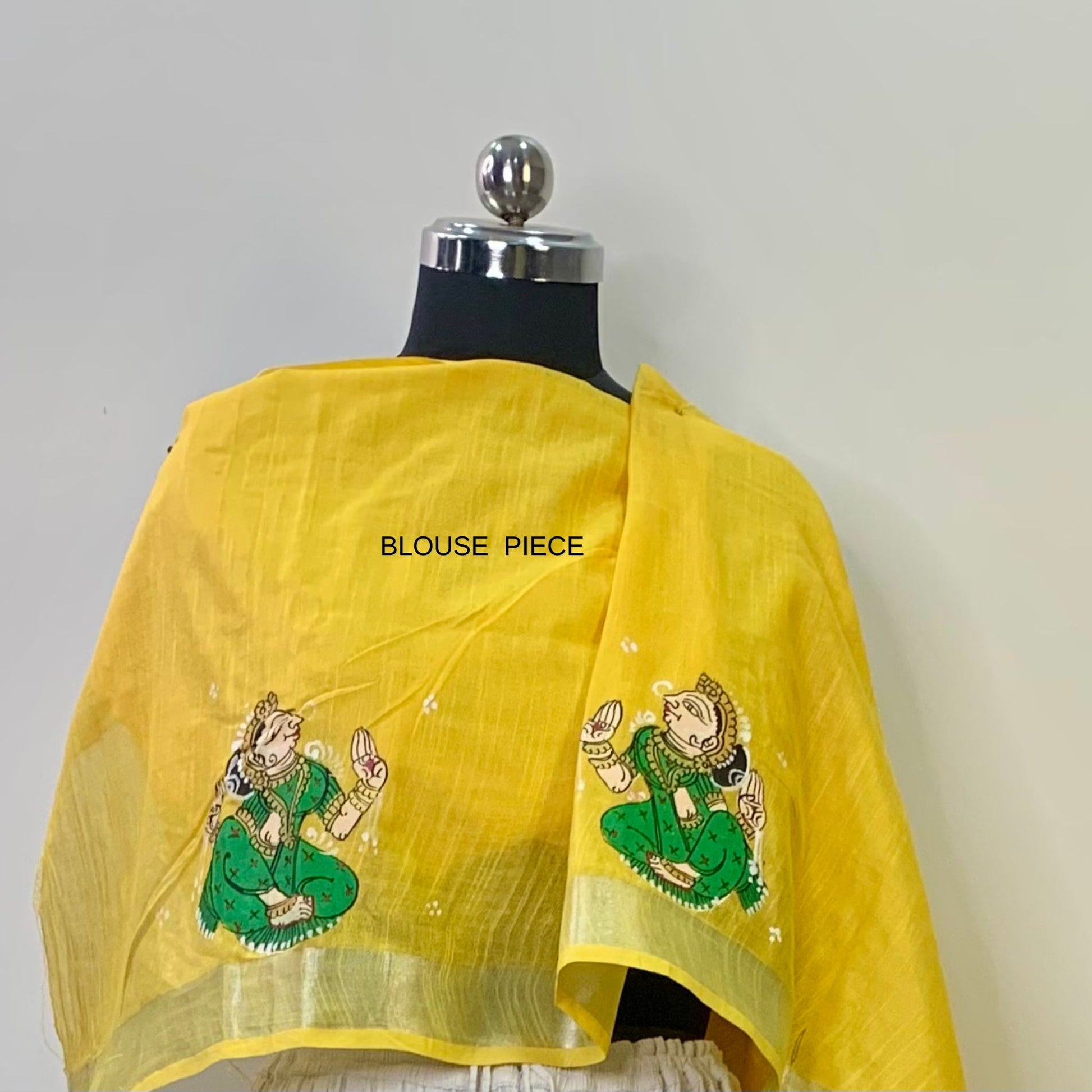 Yellow Hand-Painted Linen Saree
