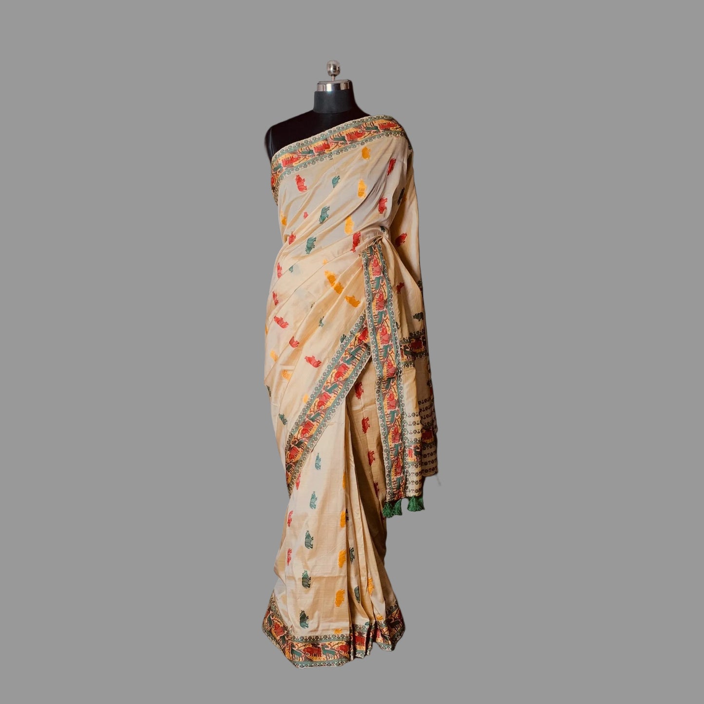 Red & Green Art Silk Saree