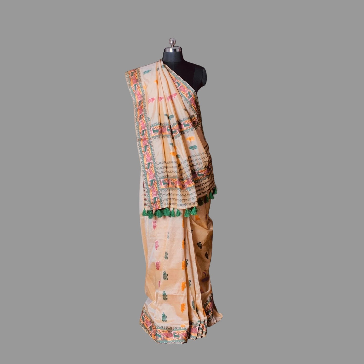 Red & Green Art Silk Saree