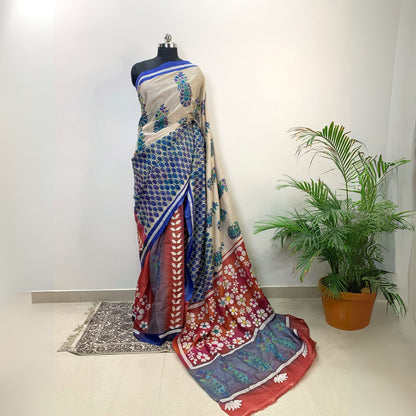 Tussar Silk Saree with Kantha Work
