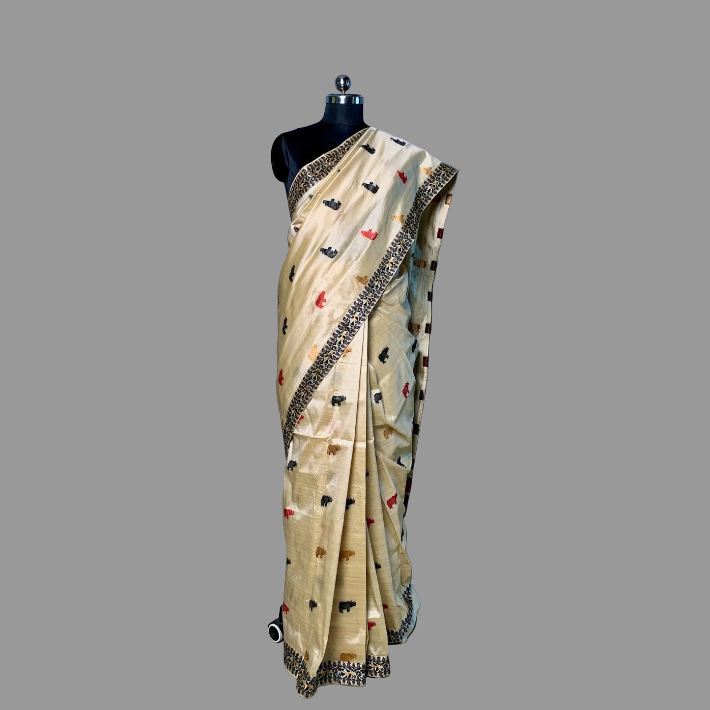 Black & Red Art Silk Saree