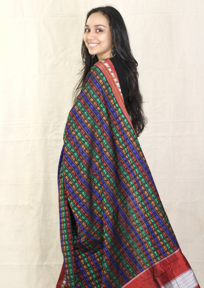 Black Hazaar Buti Silk Cotton Ilkal Saree -Handloom Sarees- Aananda Collections