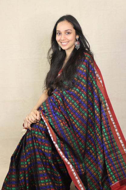 Black Hazaar Buti Silk Cotton Ilkal Saree -Handloom Sarees- Aananda Collections