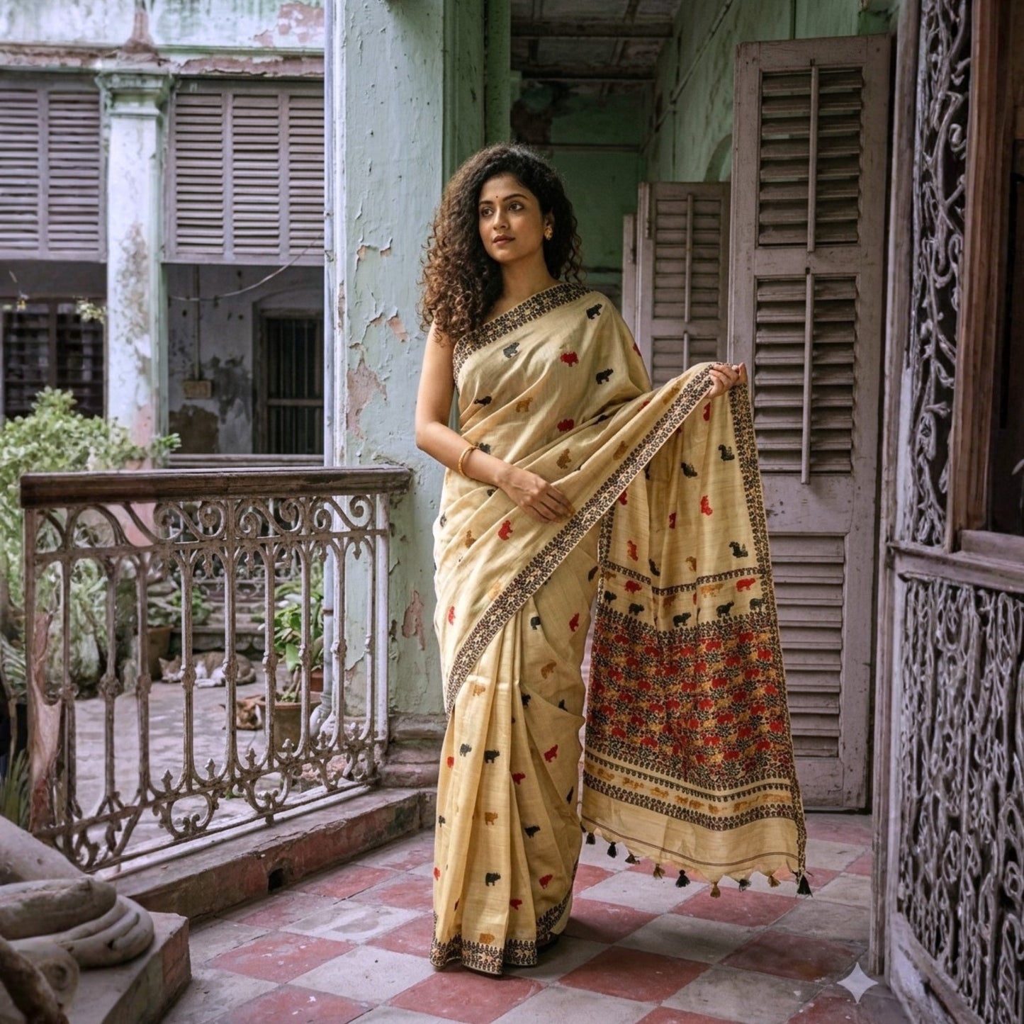 Black & Red Art Silk Saree -Powerloom Sarees- Aananda Collections