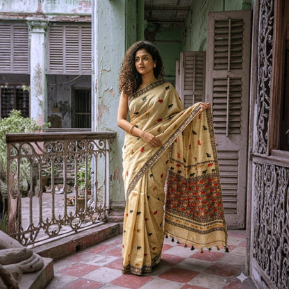 Black & Red Art Silk Saree -Powerloom Sarees- Aananda Collections