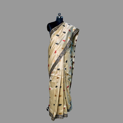 Black & Red Art Silk Saree -Powerloom Sarees- Aananda Collections