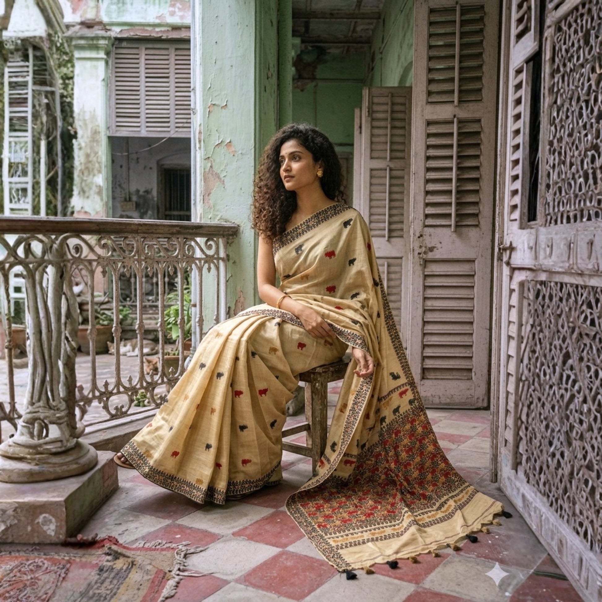 Black & Red Art Silk Saree -Powerloom Sarees- Aananda Collections