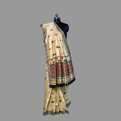 Black & Red Art Silk Saree -Powerloom Sarees- Aananda Collections