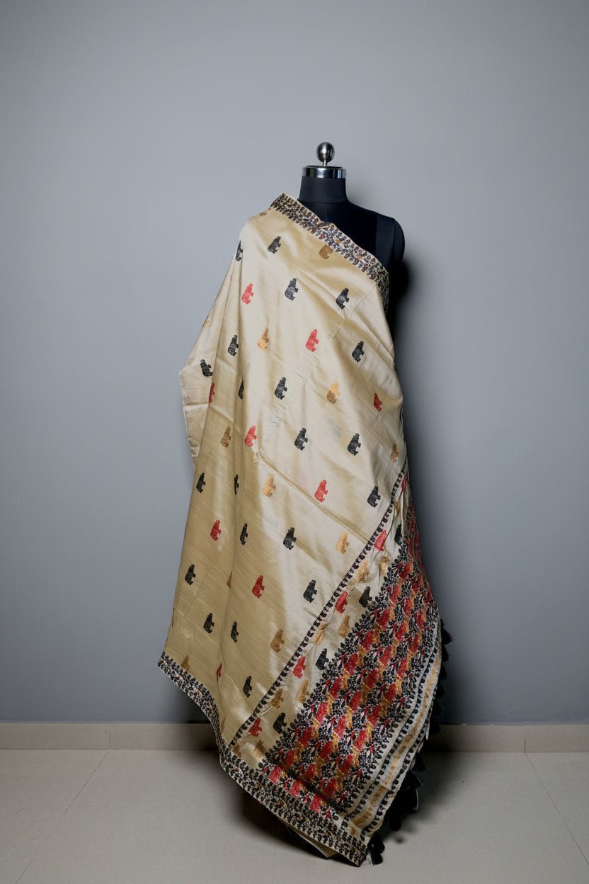 Black & Red Art Silk Saree -Powerloom Sarees- Aananda Collections