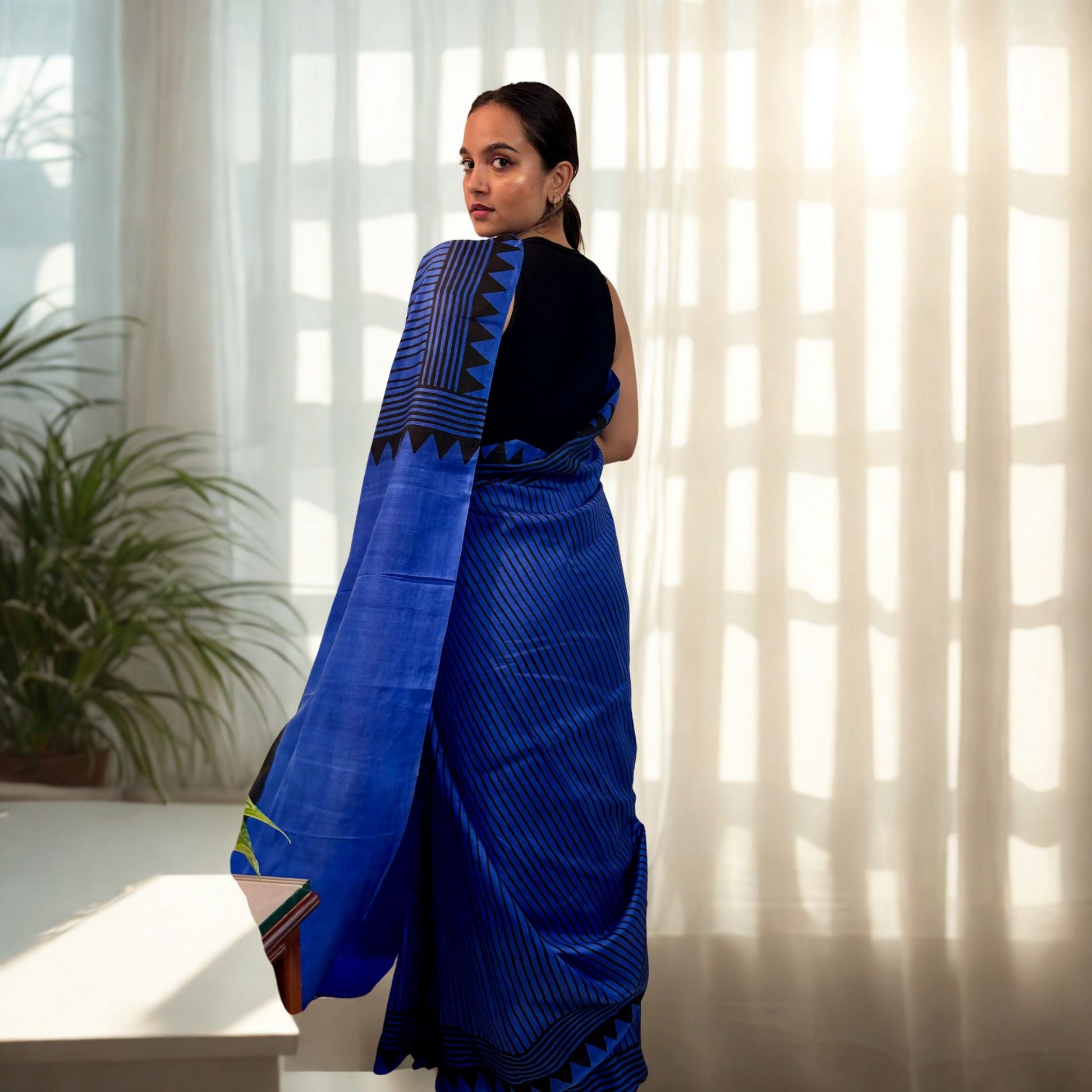 Blue Pure Silk Saree -Handloom Sarees- Aananda Collections