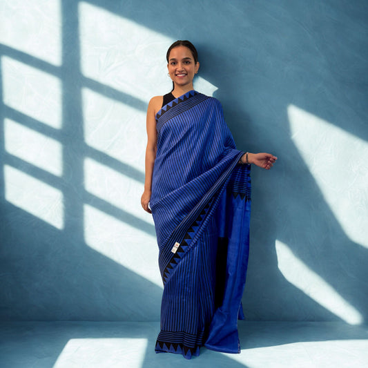 Blue Pure Silk Saree -Handloom Sarees- Aananda Collections