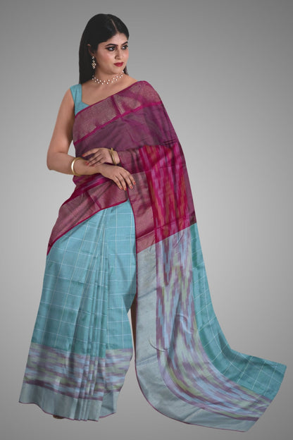 Box Ikkat Katan Silk Saree -Handloom Sarees- Aananda Collections