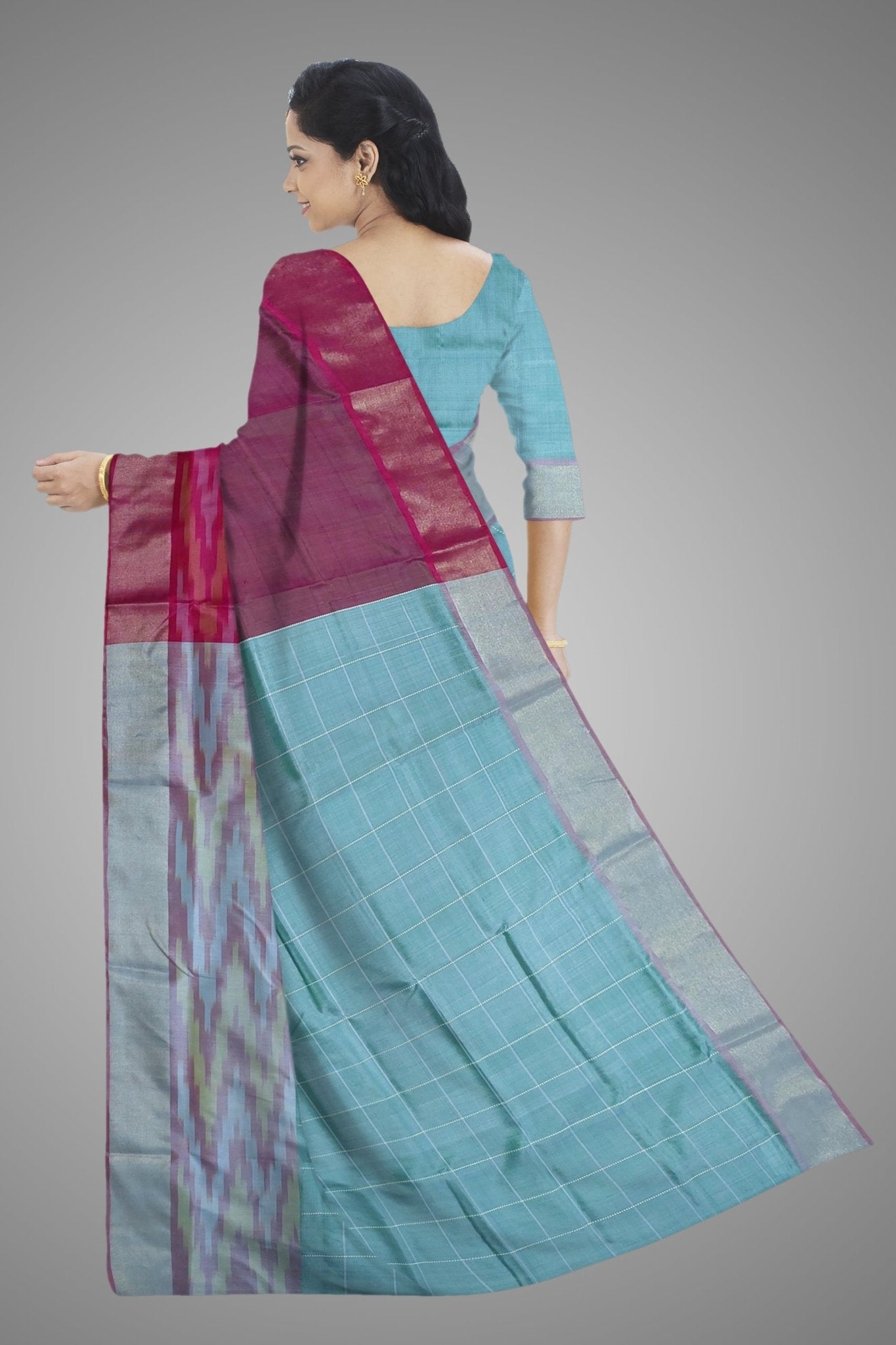 Box Ikkat Katan Silk Saree -Handloom Sarees- Aananda Collections