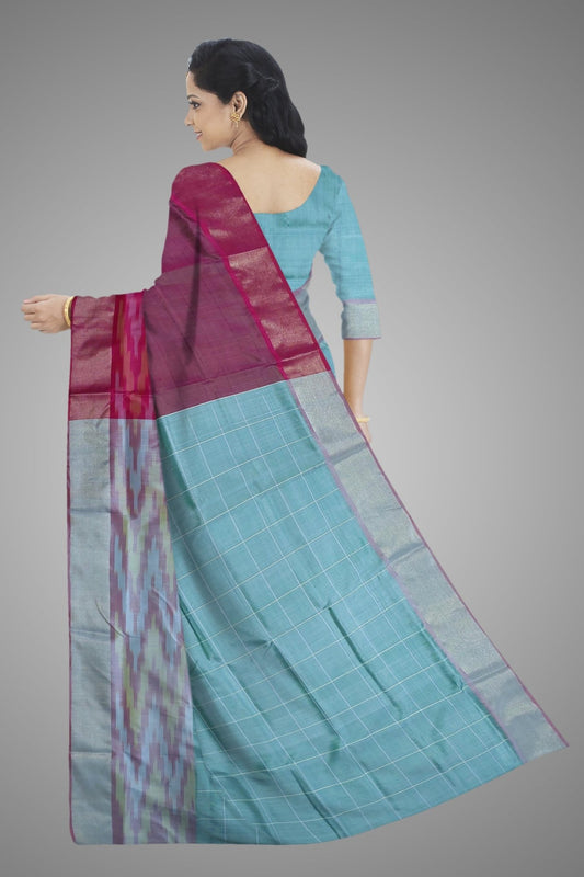 Box Ikkat Katan Silk Saree -Handloom Sarees- Aananda Collections