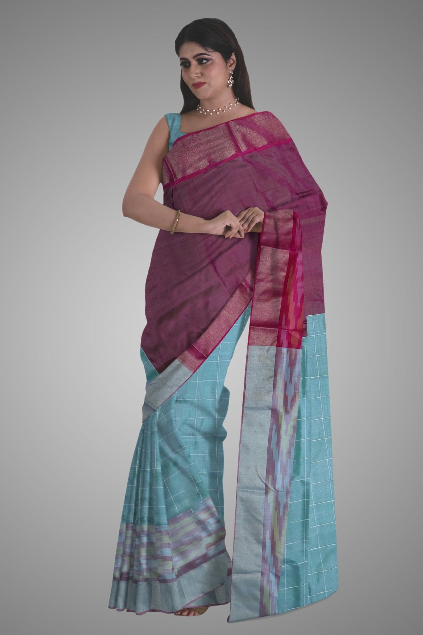 Box Ikkat Katan Silk Saree -Handloom Sarees- Aananda Collections