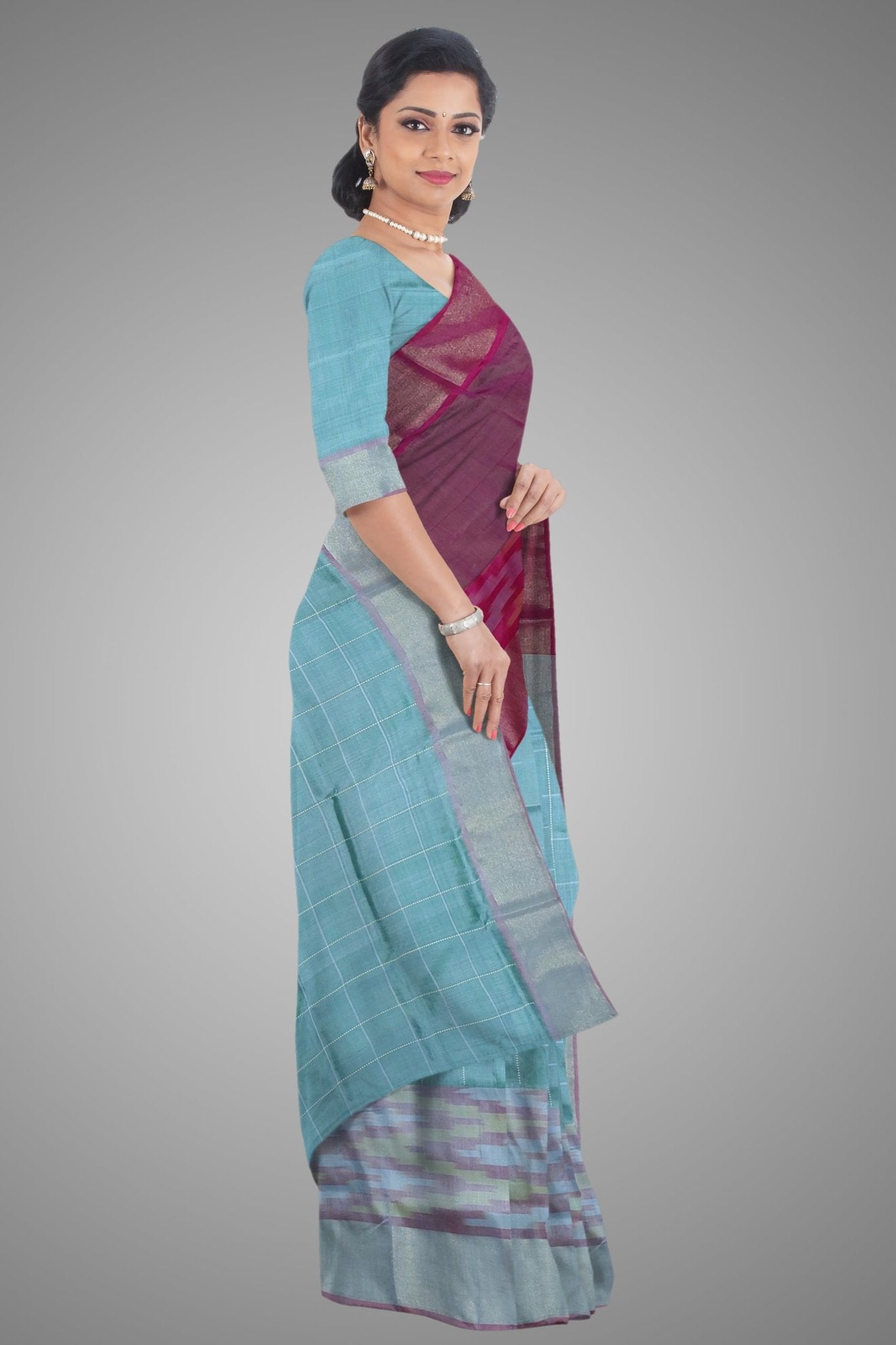 Box Ikkat Katan Silk Saree -Handloom Sarees- Aananda Collections