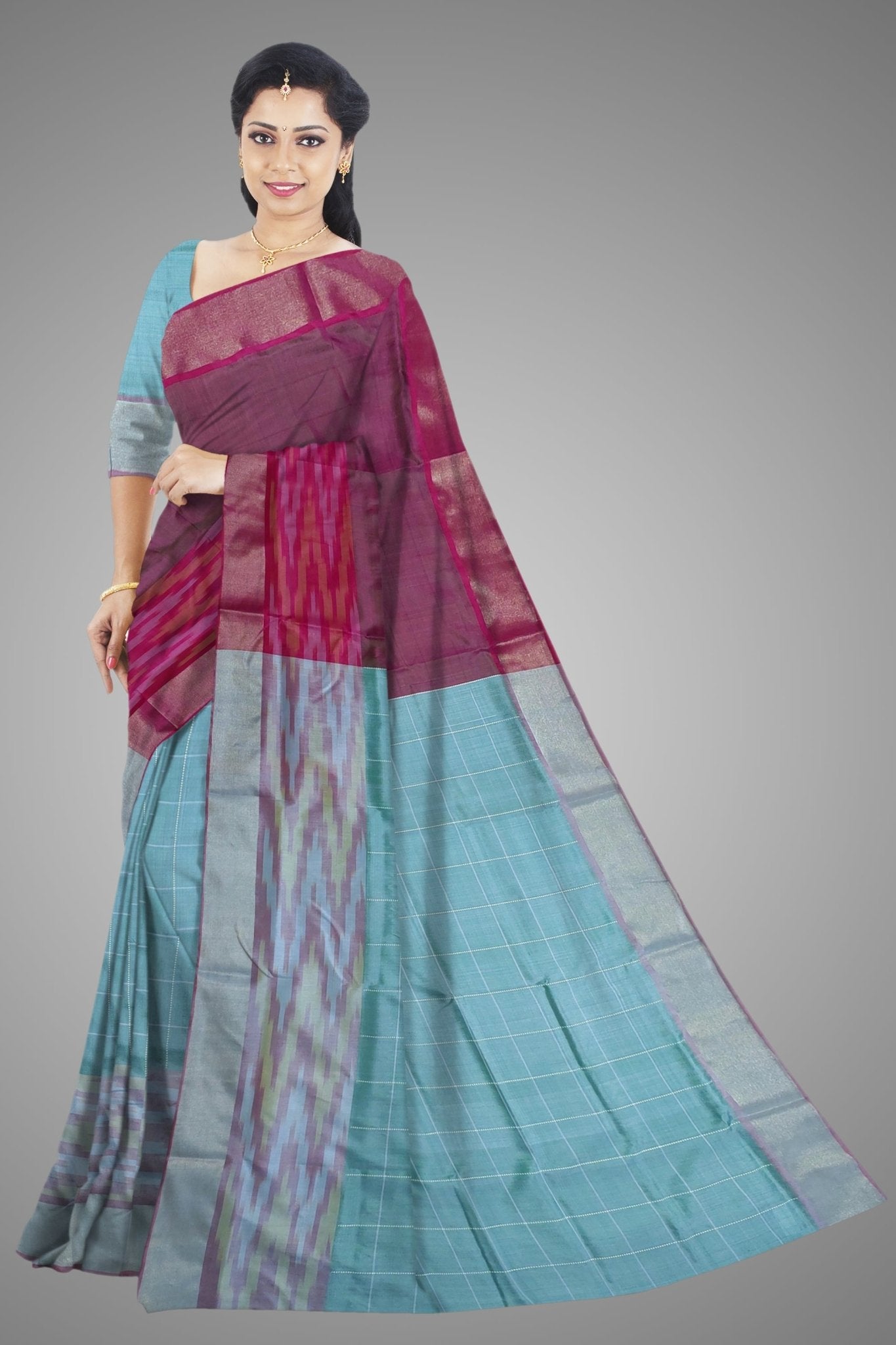 Box Ikkat Katan Silk Saree -Handloom Sarees- Aananda Collections