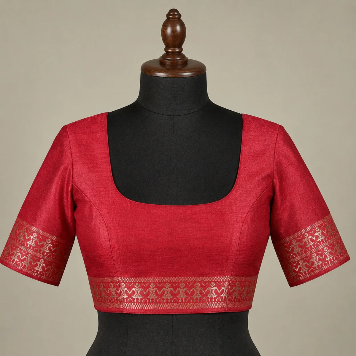 Charcoal Grey Vidarbha Tussar Silk Saree | Tribal Motif & Maroon Dolaberi Pallu -Handloom Sarees- Aananda Collections