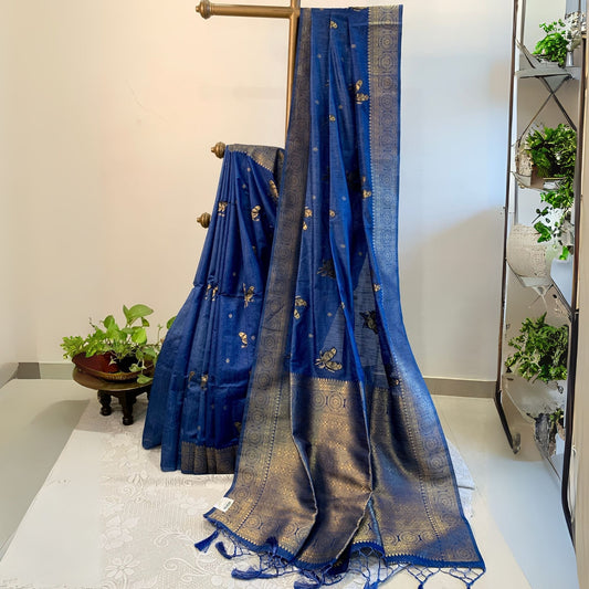 Cobalt Blue Dola Silk -Handloom Sarees- Aananda Collections