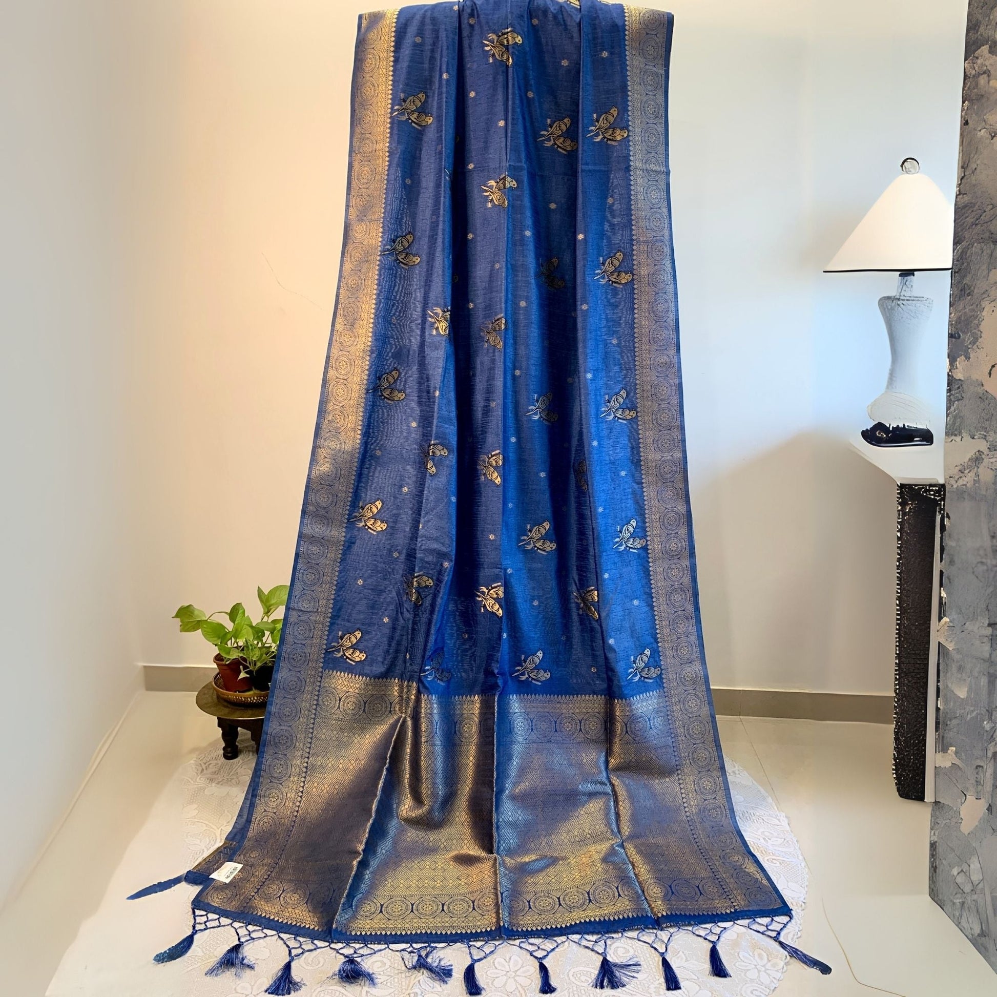 Cobalt Blue Dola Silk -Handloom Sarees- Aananda Collections
