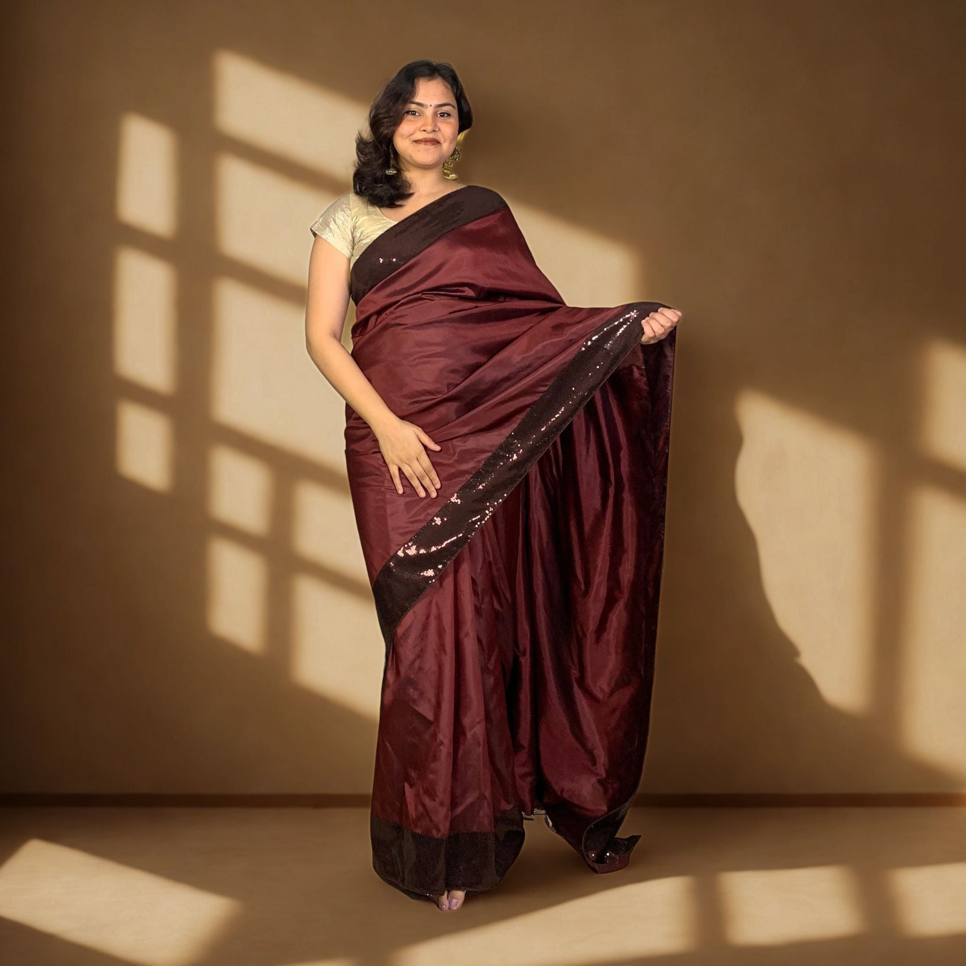 Coffee Brown Designer Katan Silk Saree -Handloom Sarees- Aananda Collections
