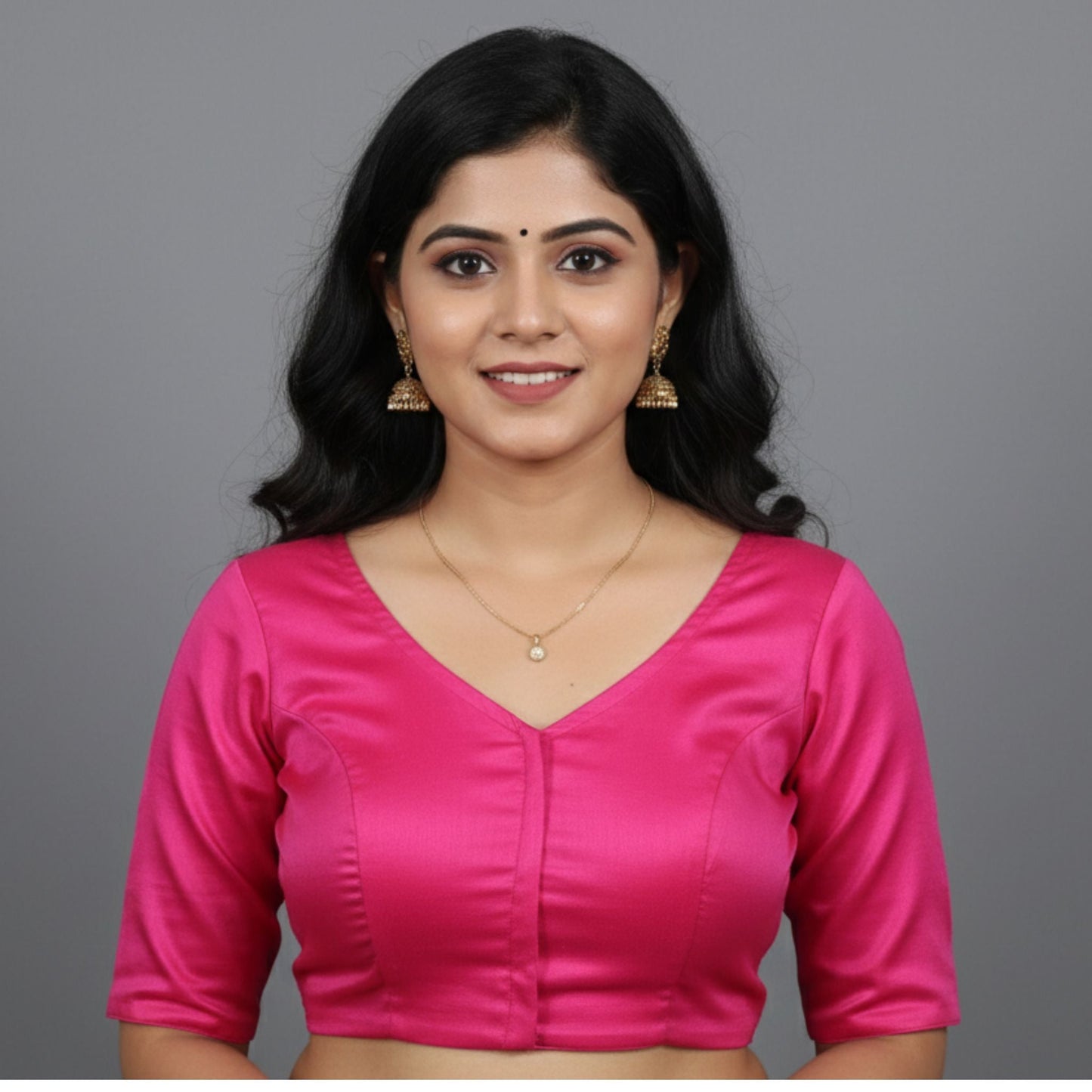 Embroidered Pink Silk Cotton Blouse -Blouse- Aananda Collections