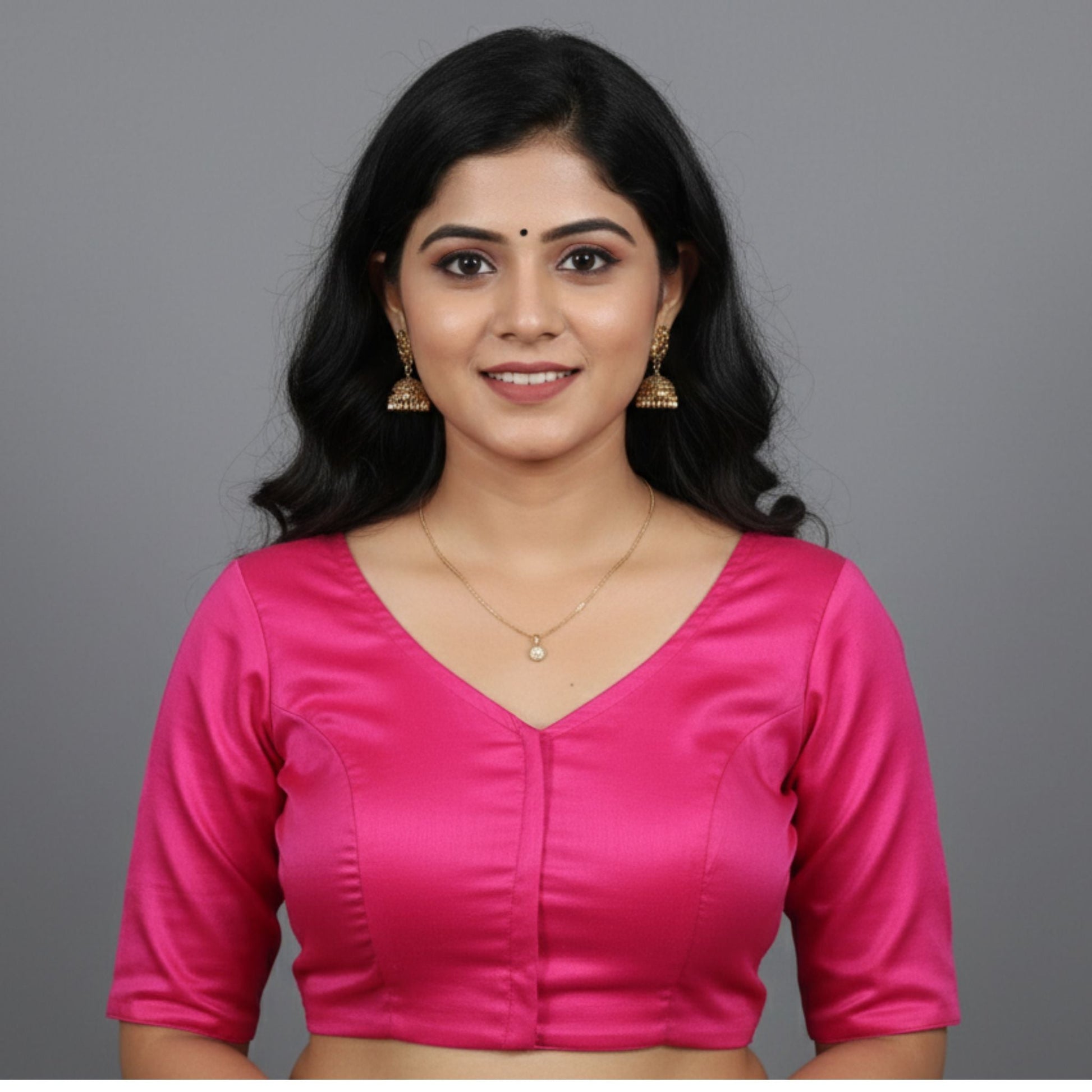 Embroidered Pink Silk Cotton Blouse -Blouse- Aananda Collections