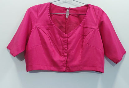 Embroidered Pink Silk Cotton Blouse -Blouse- Aananda Collections