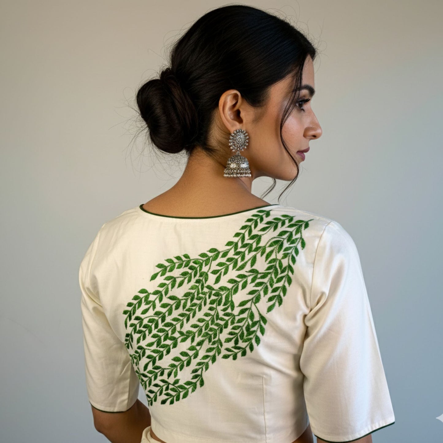 Embroidered Silk Cotton Blouse -Blouse- Aananda Collections
