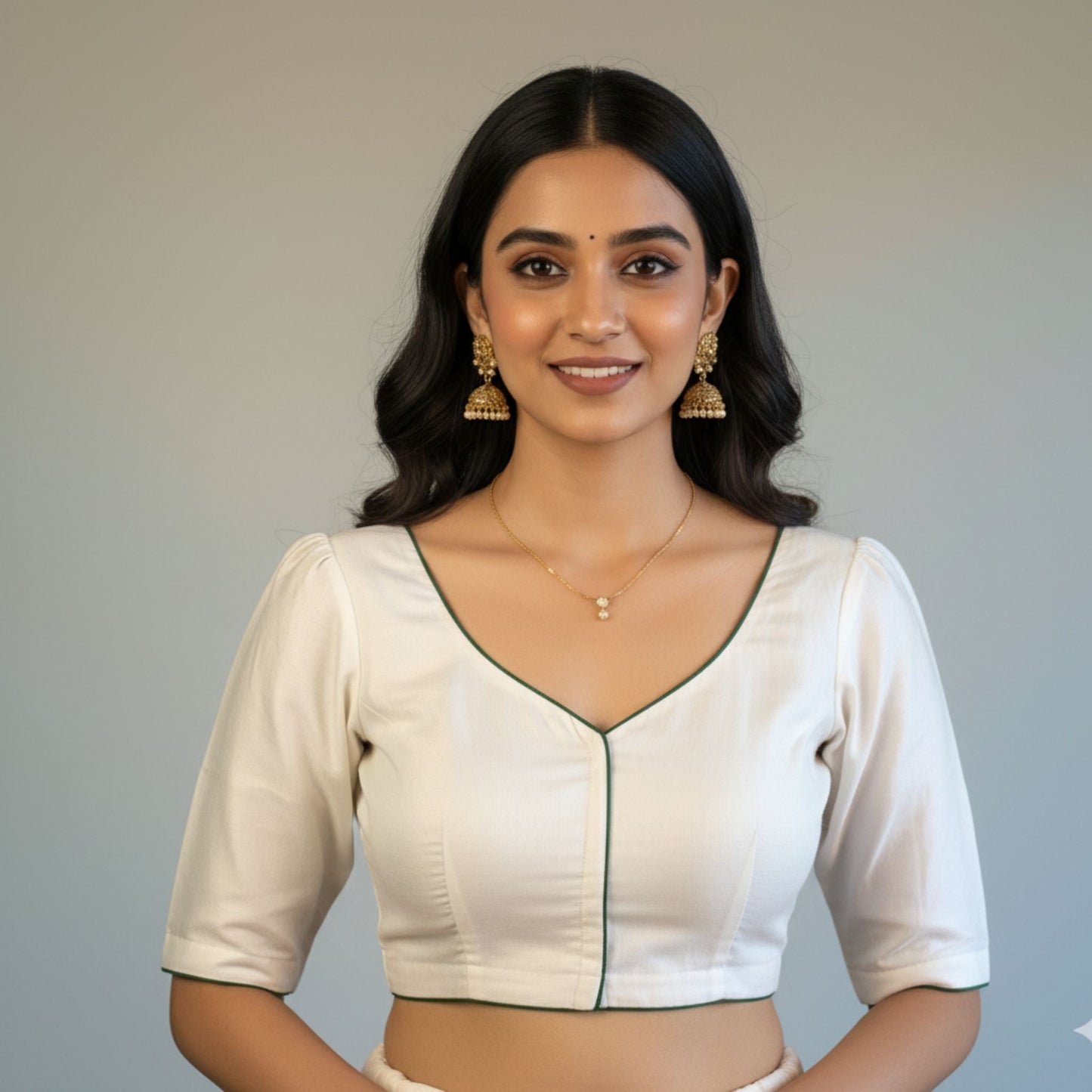 Embroidered Silk Cotton Blouse -Blouse- Aananda Collections