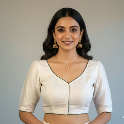 Embroidered Silk Cotton Blouse -Blouse- Aananda Collections