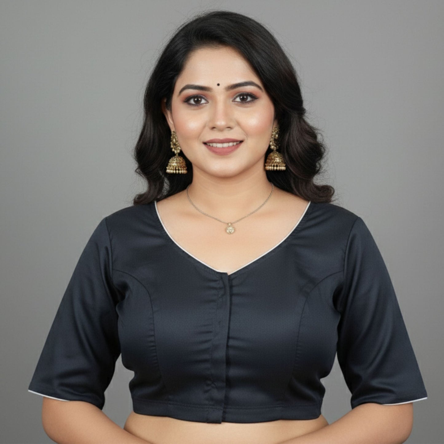 Embroidered Steel Grey Silk Cotton Blouse -Blouse- Aananda Collections
