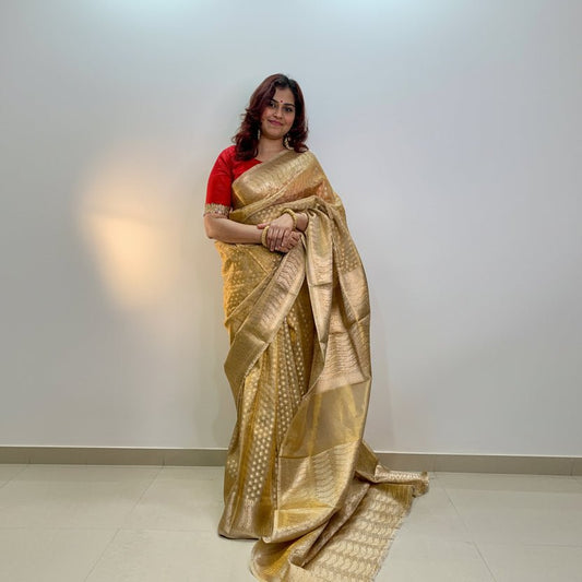 Golden Tissue Silk Saree -Powerloom Sarees- Aananda Collections