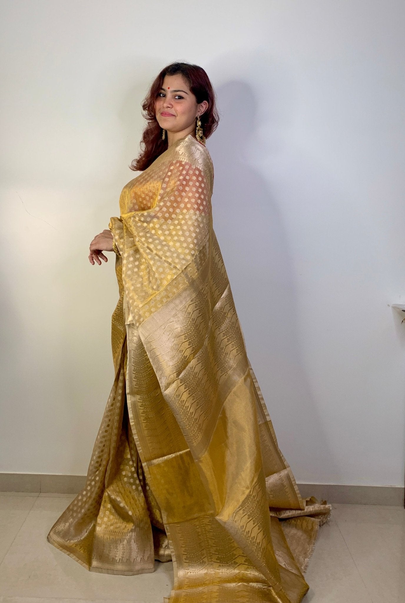 Golden Tissue Silk Saree -Powerloom Sarees- Aananda Collections