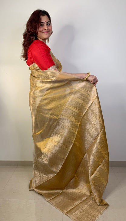 Golden Tissue Silk Saree -Powerloom Sarees- Aananda Collections