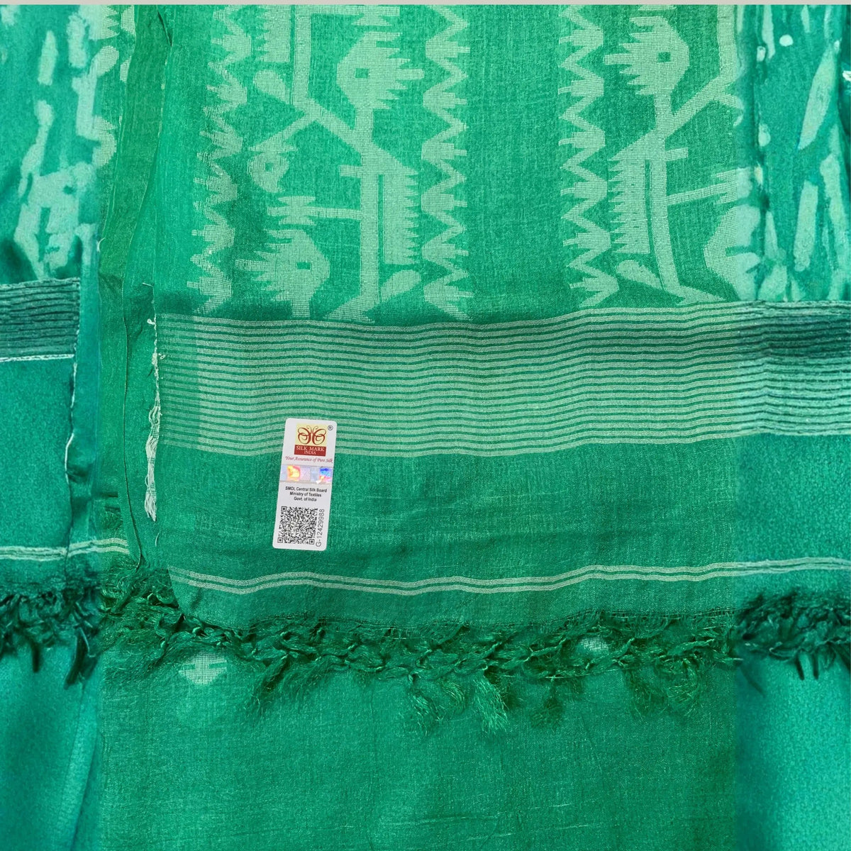 Green Tussar Jamdani Saree -Handloom Sarees- Aananda Collections
